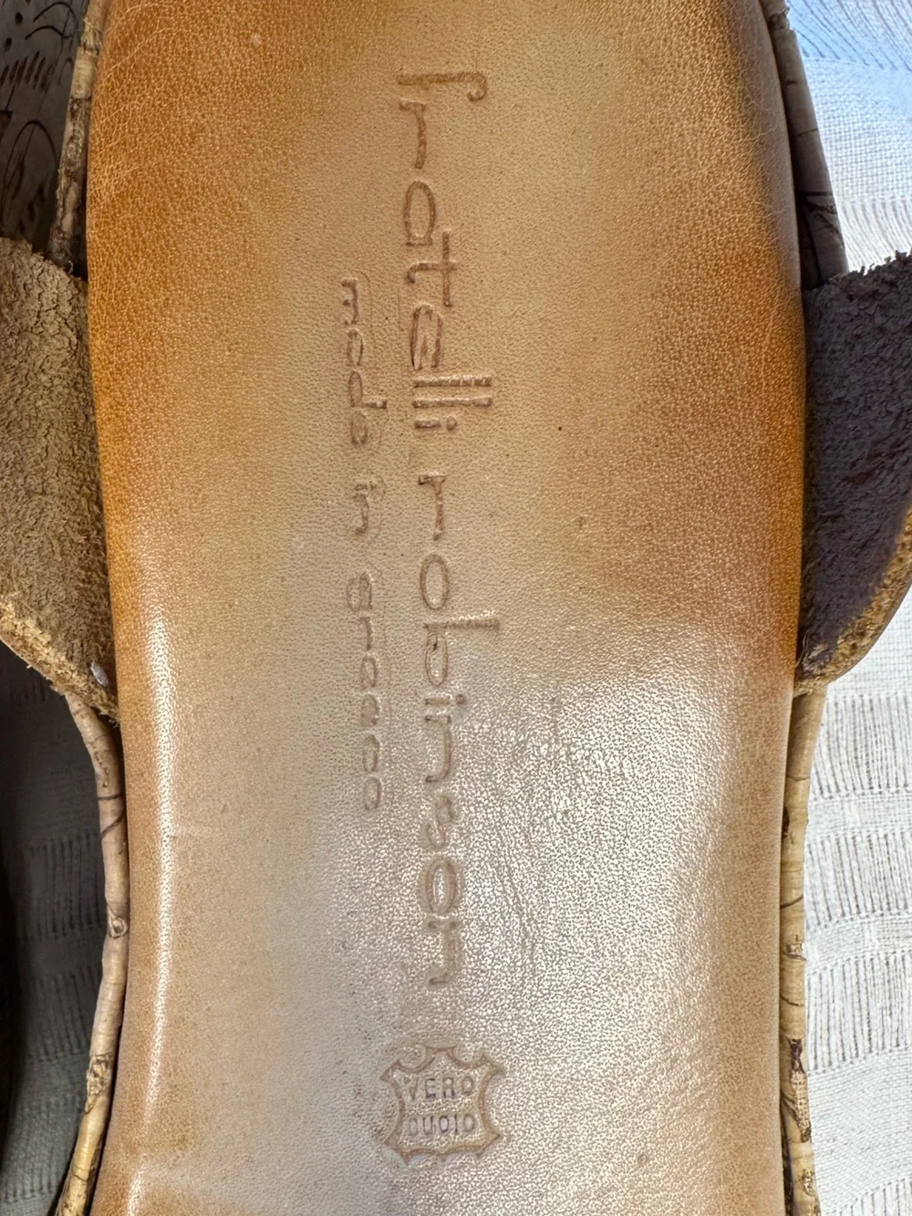 European Leather Embossed Cork Platform Sandals
